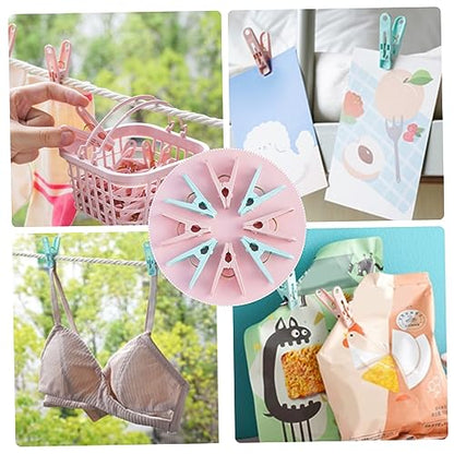 Pegs for Washing Line 31Psc Non Slip Windproof PP Material Pegs with Basket Multifunctional Fastening Waterproof Laundry with Spring.. - color: Pink