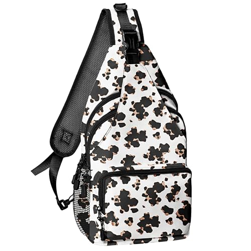 Cow Print Crossbody Bags for Women, Sling Bag for Men, Hiking Backpack Casual Lightweight daypack for Outdoors Travel - color: Color 19
