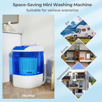 ARLIME Mini Washer and Dry Combo, 5.5 lbs Small Laundry Washer with Drain Hose & Spin Tub, Top Loading & Semi-automatic, Small Washing Machine for Drom RV Apartment (Blue) - color: Blue