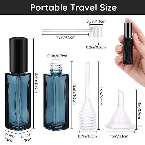 Segbeauty Glass Perfume Bottles, 5 Pack 10ML Refillable Mini Perfume Bottle Travel, Portable Leak-proof Square Spray Pump Bottle Atomizer Dispensing Containers with Lids for Fragrance Essential Oil - color: Dark Blue-black, style: Mini Bottles