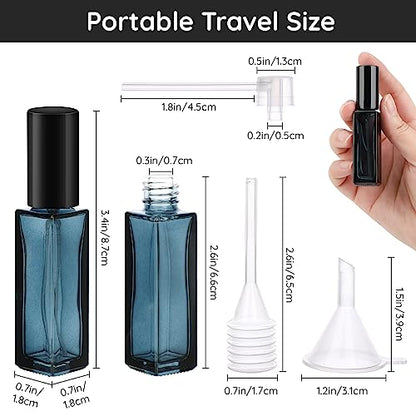Segbeauty Glass Perfume Bottles, 5 Pack 10ML Refillable Mini Perfume Bottle Travel, Portable Leak-proof Square Spray Pump Bottle Atomizer Dispensing Containers with Lids for Fragrance Essential Oil - color: Dark Blue-black, style: Mini Bottles
