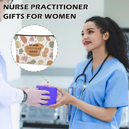 Nurse Practitioner Gifts for Women, NP Appreciation Makeup Bag & Keychain Gift Set, Motivational Cosmetic Pouch for NP Week, Birthday, Graduation, Christmas - color: Nurse Practitioner