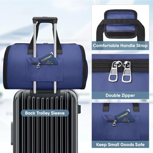 BALEINE Travel Garment Bag, Travel Suit Bag for Men, Water Resistant Carry on Garment Bag for Hanging Clothes, Garment Duffel Bag for Travel Business (Navy-Convertible) - color: Navy-Convertible