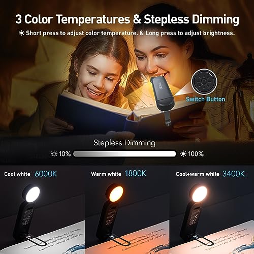 VAVOFO USB Rechargeable Book Light, Blue Light Blocking, Amber Clip-On Bookmark Shaped Reading Light, Eye Care 6 LEDs With 9 Lighting Modes for Bookworms (Grey) - color: Gray