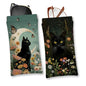 Eyeglasses Sunglasses Case PU Soft Squeeze Top Glasses Pouch for Women Men,Animal Pattern Portable Anti Scratch - color: Black-cat