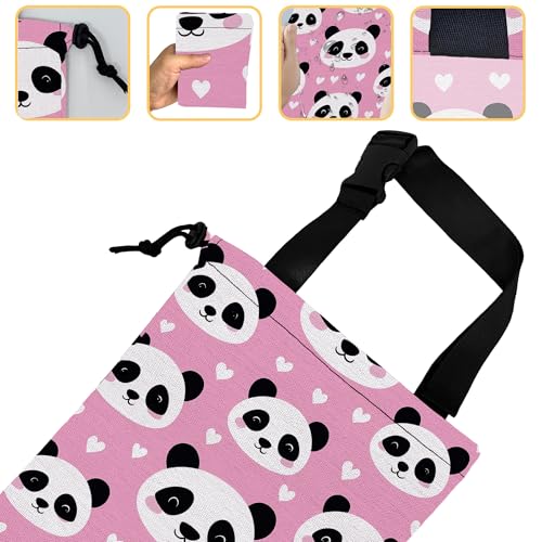 Cute Panda Car Trash Bag, Strap Drawstring Car Garbage Bags,Car Back Seat Organizer with Adjustable Buckle for Car Accessories - color: Cute Panda
