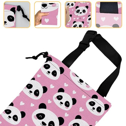 Cute Panda Car Trash Bag, Strap Drawstring Car Garbage Bags,Car Back Seat Organizer with Adjustable Buckle for Car Accessories - color: Cute Panda