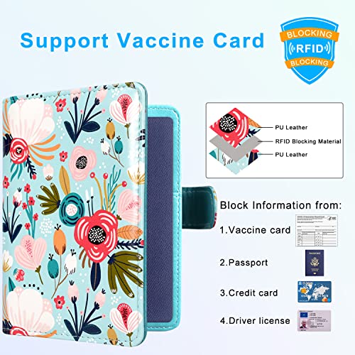 ACdream Unisex Faux Leather Passport and Vaccine Card Holder, RFID Blocking, Z-Flower, 20 x 3.5 x 2.5 in - color: Z - Flower