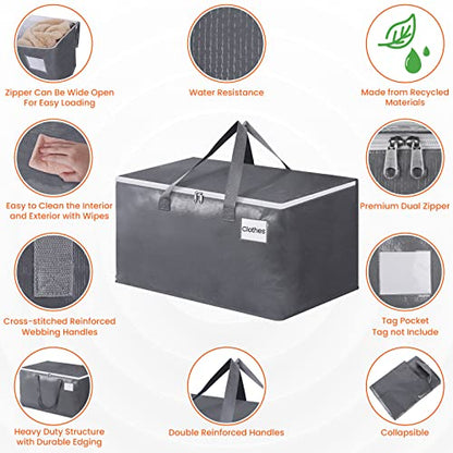 BlissTotes Large Moving Boxes and with Zippers & Handles Moving Supplies with lids, Heavy Duty Totes for Storage Bags for Space Saving, Fold Flat, Moving and Storing 125L, 4 Pack - size: 125L-4 Packs