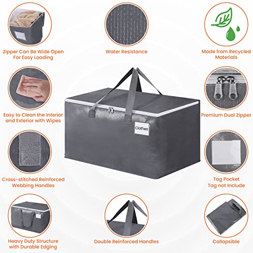 BlissTotes Large Moving Boxes and with Zippers & Handles Moving Supplies with lids, Heavy Duty Totes for Storage Bags for Space Saving, Fold Flat, Moving and Storing 76L, 2 Pack - size: 76L-2 Packs