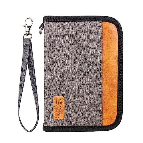 Passport Holder for Famliy Travel Wallet Passport Wallet Document Organizer RFID Blocking with Zipper Clutch Bag Flight Ticket Credit Cards Men Women(Grey) - color: Grey