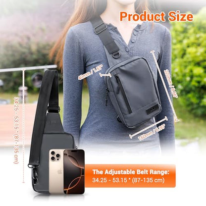 KIWIFOTOS Travel Phone Pouch for Crossbody Sling Bag for iPhone 17 16 15 14 Pro Max iPad mini 6 5 4 Nintendo Switch 2 Water Resistant Smartphone Zipper Chest Bag Adjustable Strap - color: Black Sling Bag