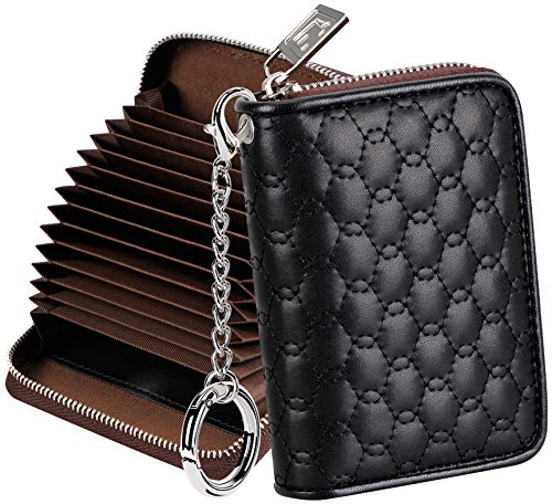 FurArt Zipper Wallet Women, RFID Blocking Credit Card Wallet, Business Card Holder, Compact Size KeyChain Wallet - color: Honeycomb Black