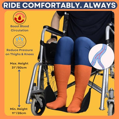 Wheelchair Footrest Hammock, Anti Squeeze Leg Rest for Wheelchair, Foot Sling for Foot Rest Replacement Adjustable Height, Leg Support Hammock w/Soft Base, Wheel Chair Essential Accessories