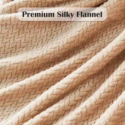 NEWCOSPLAY Super Soft Throw Blanket Brown Premium Silky Flannel Fleece Leaves Pattern Lightweight Bed Blanket All Season Use (Brown, Throw(50"x60")) - color: Brown, size: Throw(50"x60")
