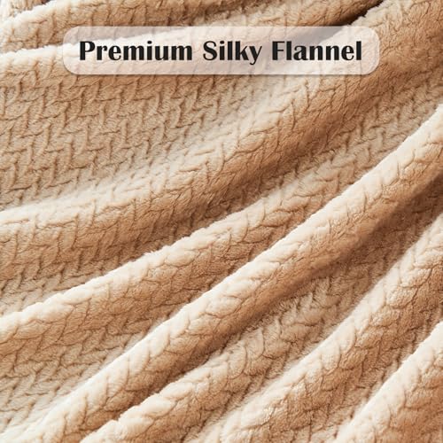 NEWCOSPLAY Super Soft King Blanket Brown Premium Silky Flannel Fleece Leaves Pattern Lightweight Bed Blanket All Season Use (Brown, King(90"x110")) - color: Brown, size: King(90"x110")