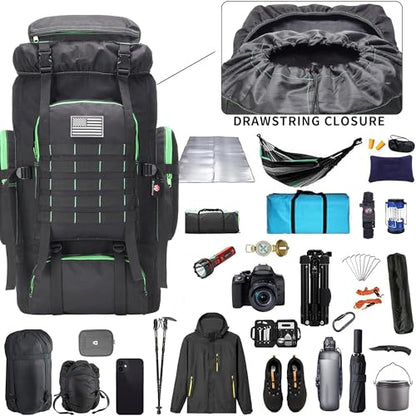 Hiking Backpack for Men 70L/100L Camping Backpack Military Rucksack Molle 3 Days Assault Pack for Climbing | Camping Backpack - color: 70l-blackgreen