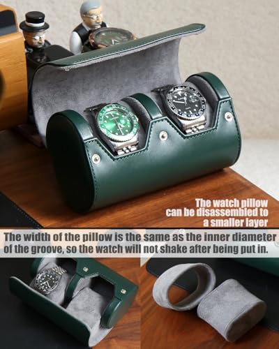 Watch Roll Travel Case for Men and Women with Suede Lining Portable 2 Slot Watch Display Storage and Organizer to Holder Large Watch(2 slot green) - color: 2 slot green