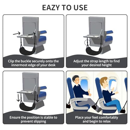 Airplane Foot Rest Hammock for Flight, Adjustable Foot Rest Under Desk, Portable Wide Foot Support for Long Trips & Office, Travel Essentials, Best Airplane Gadgets & Travel Gifts (1 PC) - size: 1 Pack