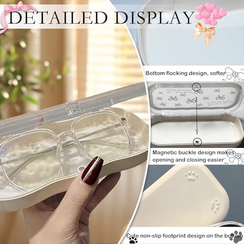 Cute hard shell bow glasses case cat transparent glasses case sunglasses glasses Size is 6.9 x 3.2 x 1.2inches - color: Case - Black Bow