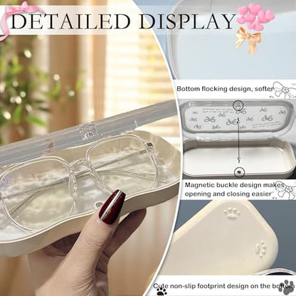 Cute hard shell bow glasses case cat transparent glasses case sunglasses glasses Size is 6.9 x 3.2 x 1.2inches - color: Case - Black Bow