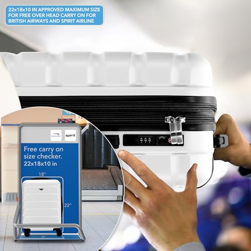 Flight Knight 22x18x10 Expandable Carry On Suitcase Hardside TSA Lock & USB C Port Lightweight Luggage Silent Double Spinner Wheels Maximum Spirit Overhead Carry-On Bag Airlines Approved White - color: White, size: 22x18x10"