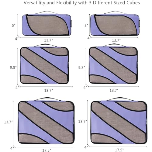 BAGAIL 6 Set Packing Cubes,Travel Luggage Packing Organizers - color: The Lavender, style: 6 Set