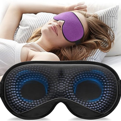 YFONG Weighted Sleep Mask, Women Men 3D Eye Mask Blocking Lights Sleeping Mask (4.2oz/120g), Pressure Relief Night Sleep Eye Mask with Adjustable Strap, Eye Cover Blindfold for Travel Nap Yoga, Purple - color: Purple