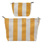 2 Pcs Makeup Bag Set, Women Gifts, Travel Cosmetic Bags, Canvas Make up Bag for Purse, Yellow Striped Makeup Pouch with Zipper Lining, Cosmetic Storage Car Organizer, Portable Large & Small Toiletry - style: Striped Yellow Canvas