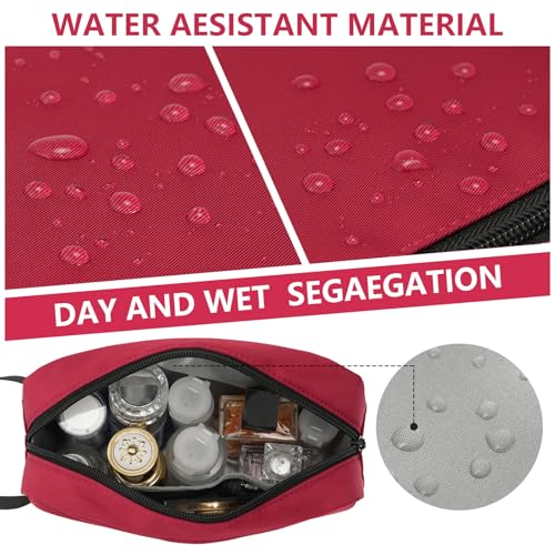 Travel Hanging Toiletry Bag with Carry Handle - Water-Resistant Small Cosmetic Organizer for Men & Women, Makeup, Shaving Kit, Gym & Travel Essentials (Burgundy) - color: Burgundy