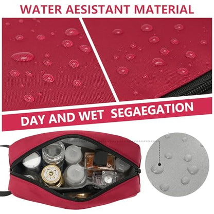 Travel Hanging Toiletry Bag with Carry Handle - Water-Resistant Small Cosmetic Organizer for Men & Women, Makeup, Shaving Kit, Gym & Travel Essentials (Burgundy) - color: Burgundy