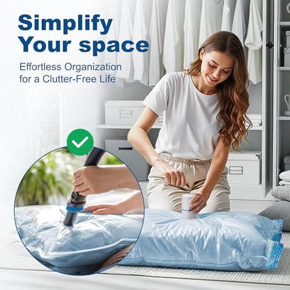 HOUSE DAY 10 Large Vacuum Seal Bags For Clothing Travel, 80% Space Saving Travel Vacuum Bags with Electric Pump, Vacuum Storage Bags For Clothes, Comforters, Bedding, Moving, Storage & Organization - size: 10 Large-E PUMP