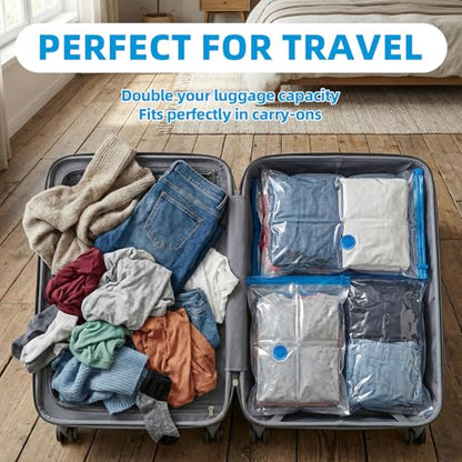 KMOSENIA Vacuum Storage Bags with Electric Pump, Vacuum Seal Bags, Space Saver Compression Bags for Clothing, Pillows, Blanket, Bedding Comforters, Travel Lugggage, 10 Combo - size: 10 Combo