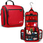 Travel Toiletry Bag for Men and Women - Large Hanging Toiletry Organizer - Waterproof Hygiene Bag with Metal XXL Swivel Hook, with Sturdy Zippers and 19 Compartments for Toiletries, Makeup, Cosmetics - color: L Crimson Red