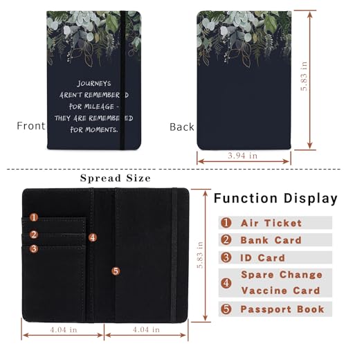 Passport Book Holder Passport Wallet for Children Passport Holder for Kid Passport Cover for Boy and Girl Passport Case Passport Books Holder 1 PCS Mother's Day (6x4IN) - color: Black Leaves-1pcs