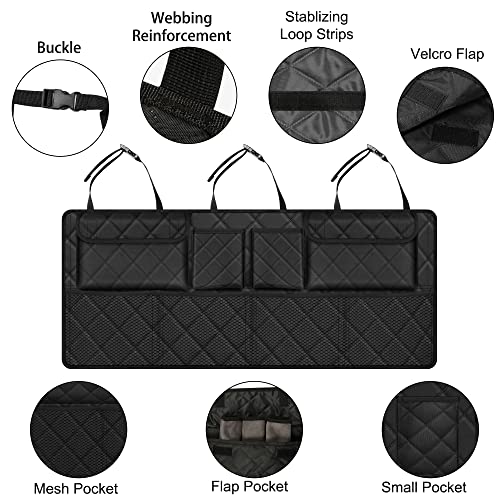 Femuar Car Trunk Organizer, Large Capacity Backseat Trunk Organizer (42"*18"), Collapsible Car Storage Bag with 8 Pockets, SUV/MPV/Truck - Black - color: black