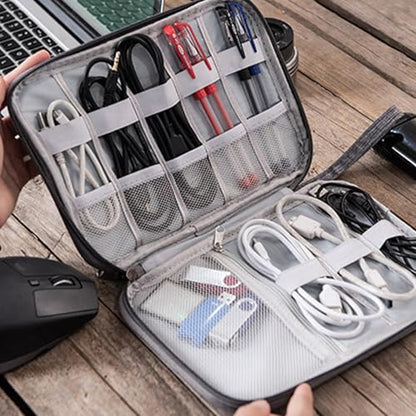 Organizer Case Small Electronic Devices USB Charger Accessories Mouse Phone Cable SD Power Bank Earphone - color: Medium-Sky Blue