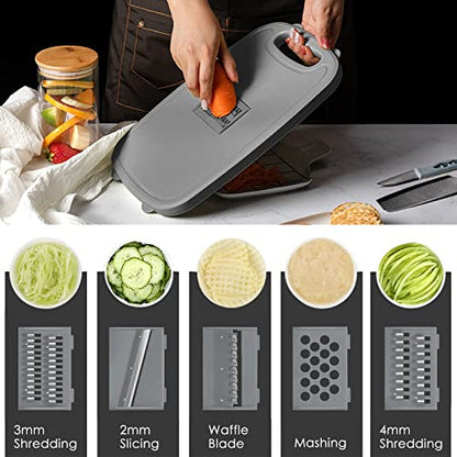 Gintan Collapsible Camping Cutting Board, 9-in-1 Chopping Board with Colander, Kitchen Vegetable Washing Basket for Camping, Camping Gifts Camping Accessories for RV Campers (Blue+Grey) - color: Blue Gray