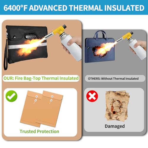 HOMELYLIFE Fireproof Docuement Bag, A5(11.4*8.5'') 6200°F Fire & Waterproof,Extra Thick Fireproof Cotton Lined for Home/Office,Secure Storage for Valuables,Cash,Contracts,Jewelry & Important Documents - size: A5 (11.4*8.5*1in)