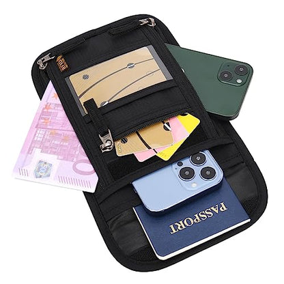 Neck Wallet Lightweight RFID Blocking Waterproof Travel Pouch Passport Wallets for Women Men - color: B-Red