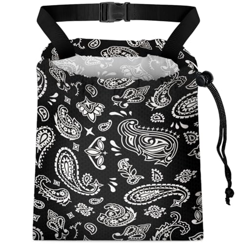 Car Trash Bag Hanging Back of Seat with Adjustable Snap Buckle Strap Cute Printed Drawstring Garbage Bags for Car-Paisley Floral Black - color: Paisley Floral Black Car Trash Bag