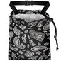 Car Trash Bag Hanging Back of Seat with Adjustable Snap Buckle Strap Cute Printed Drawstring Garbage Bags for Car-Paisley Floral Black - color: Paisley Floral Black Car Trash Bag
