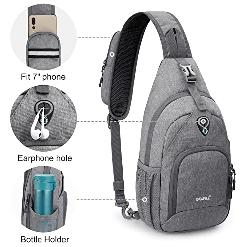 G4Free RFID Sling Bag Crossbody Backpack Small Chest Shoulder Bag Hiking Outdoor - color: Bright Grey (Ral 7035)