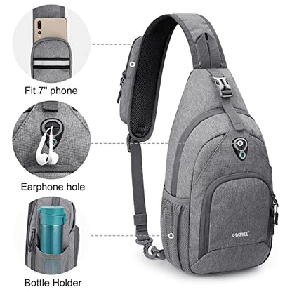 G4Free RFID Sling Bag Crossbody Backpack Small Chest Shoulder Bag Hiking Outdoor - color: Bright Grey (Ral 7035)