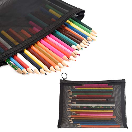 Patu Zipper Mesh Bags, Size L / A5, 5 Pieces, Beauty Makeup Cosmetic Accessories Organizer, Travel Toiletry Kit Set Storage Pouch, Black - size: L A5 (9.25" x 7", 5 pcs)