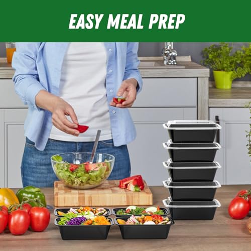 Dealusy 50 Pack (100-Piece) 24 oz Meal Prep Containers Reusable with Lids, Sturdy Leakproof & Food Safe, Microwave, Freezer, Dishwasher Safe Prep Containers, To Go Take Out Plastic Food Storage - size: 24 oz