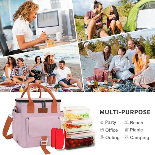 Joymee Insulated Lunch Box for Women Adjustable Shoulder Strap Lunch Bag - Pink - color: Pink