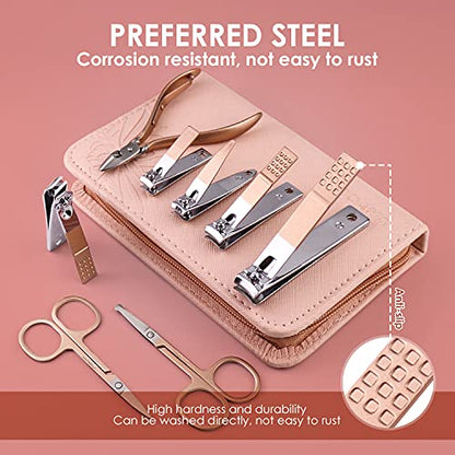 WOAMA Manicure Set Pedicure Kit - 30 in 1 Nail Kit Professional Stainless Steel Nail Care Kit for Women - Pink - color: Pink