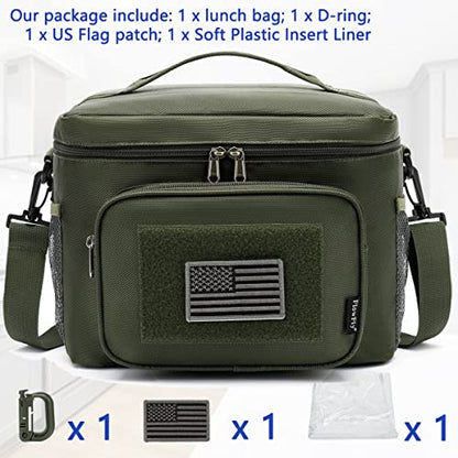 FlowFly Tactical Lunch Bag Large Insulated Lunch Box Cooler Tote for Men, Women with MOLLE/PALS Webbing (Army#Green, Large) - color: Army#Green, size: Large
