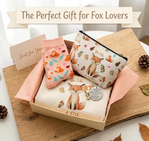 Fox Gifts for Women - 6pcs Fox Gift Set with Soft Comfort Socks | Animal Theme Gift For Daughter,Mom,Friends, Sister, Wife